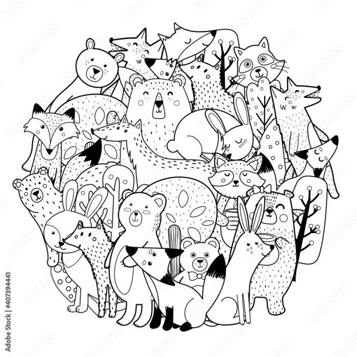 Forest animals coloring pages free kids