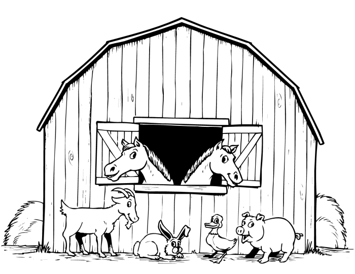 Kindergarten farm animals coloring pages