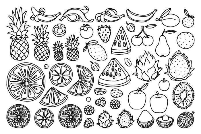 Mini food coloring pages