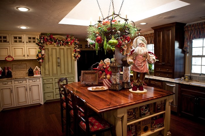 Kitchen island christmas decor