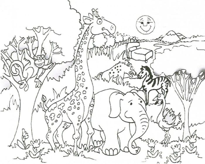 Safari animal coloring page