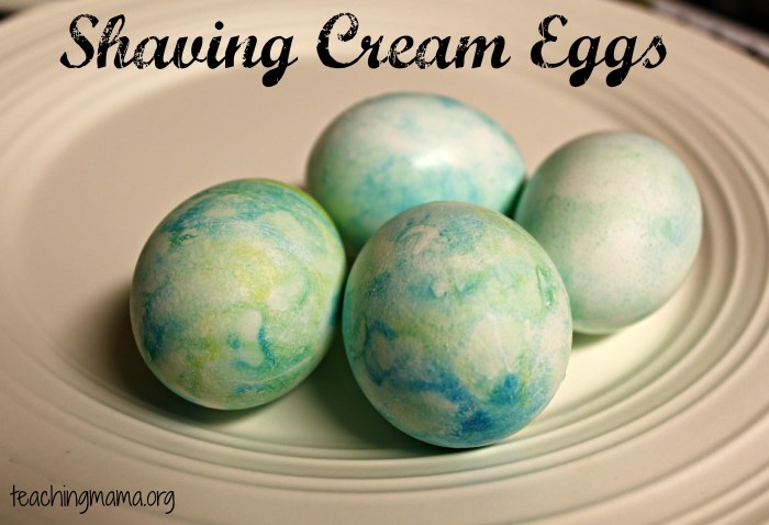 Shaving cream eggs gel food coloring