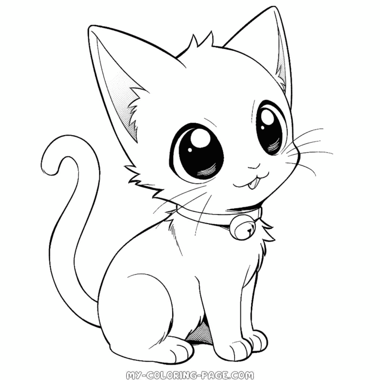 Anime cat coloring page