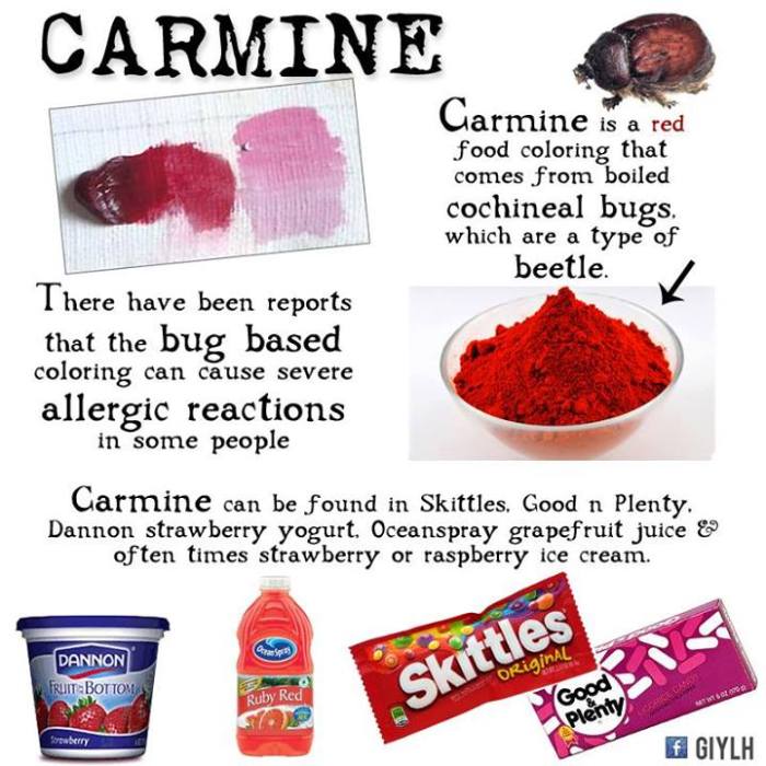 Carmine red food coloring