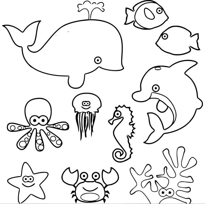 Calming ocean animal coloring for students printable